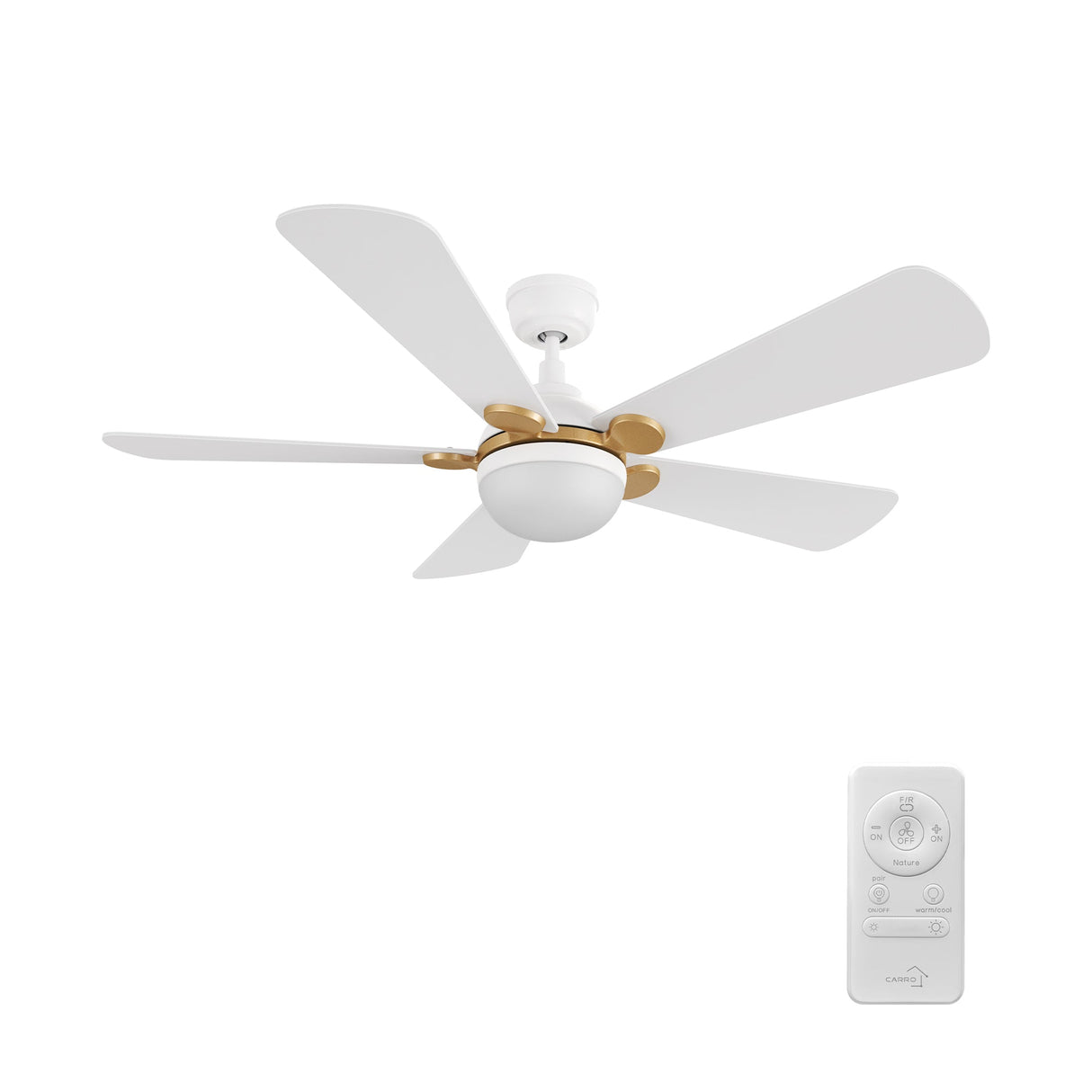 ZEPHYR 52 In 5 Blade Smart Ceiling Fan With Integrated LED Lights With Remote Control