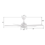 TRYTON 52 In 5 Blade Smart Ceiling Fan With Integrated LED Lights With Google Home