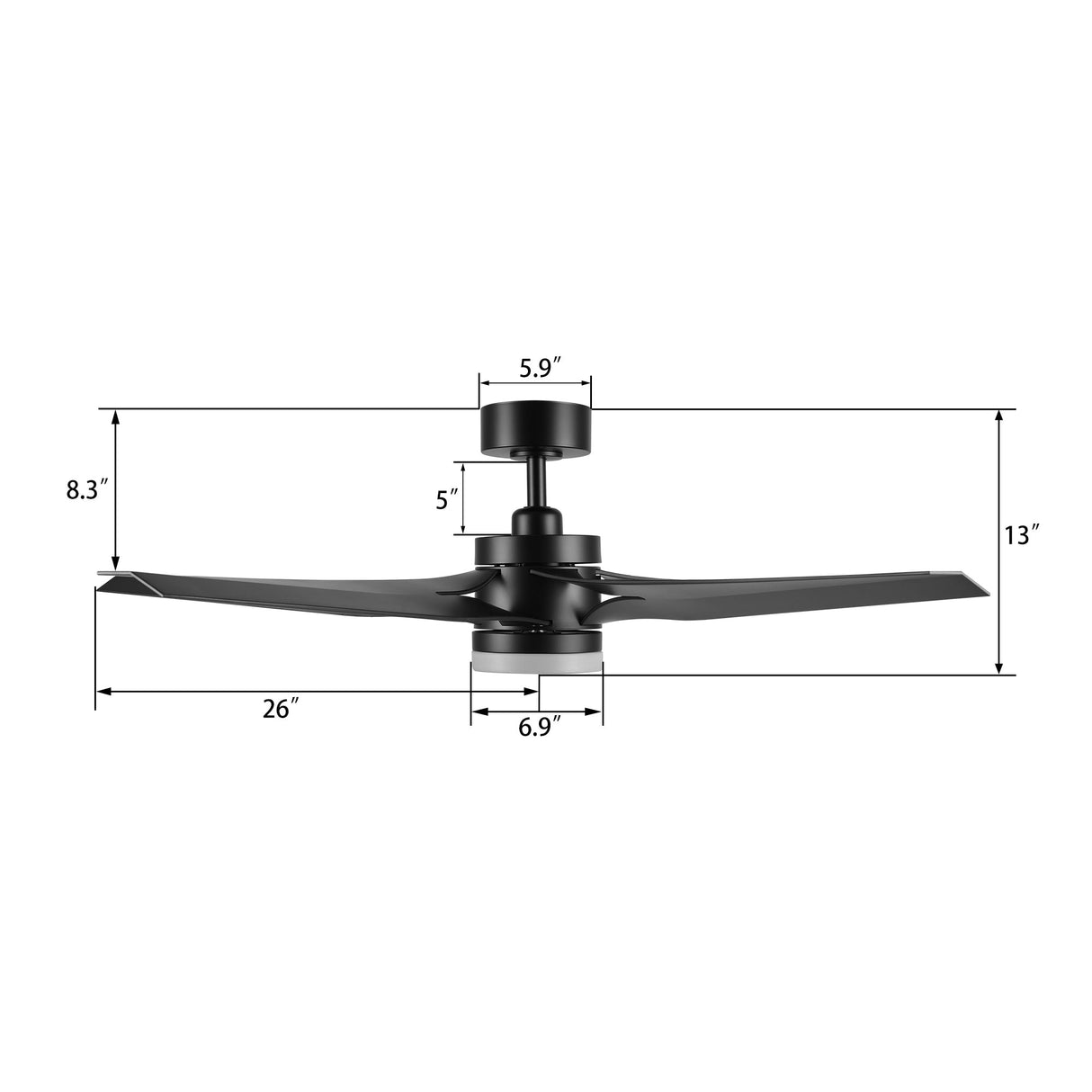 ONYX 52 In 5 Blade Smart Ceiling Fan With Integrated LED Lights With Remote