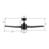 ONYX 52 In 5 Blade Smart Ceiling Fan With Integrated LED Lights With Remote