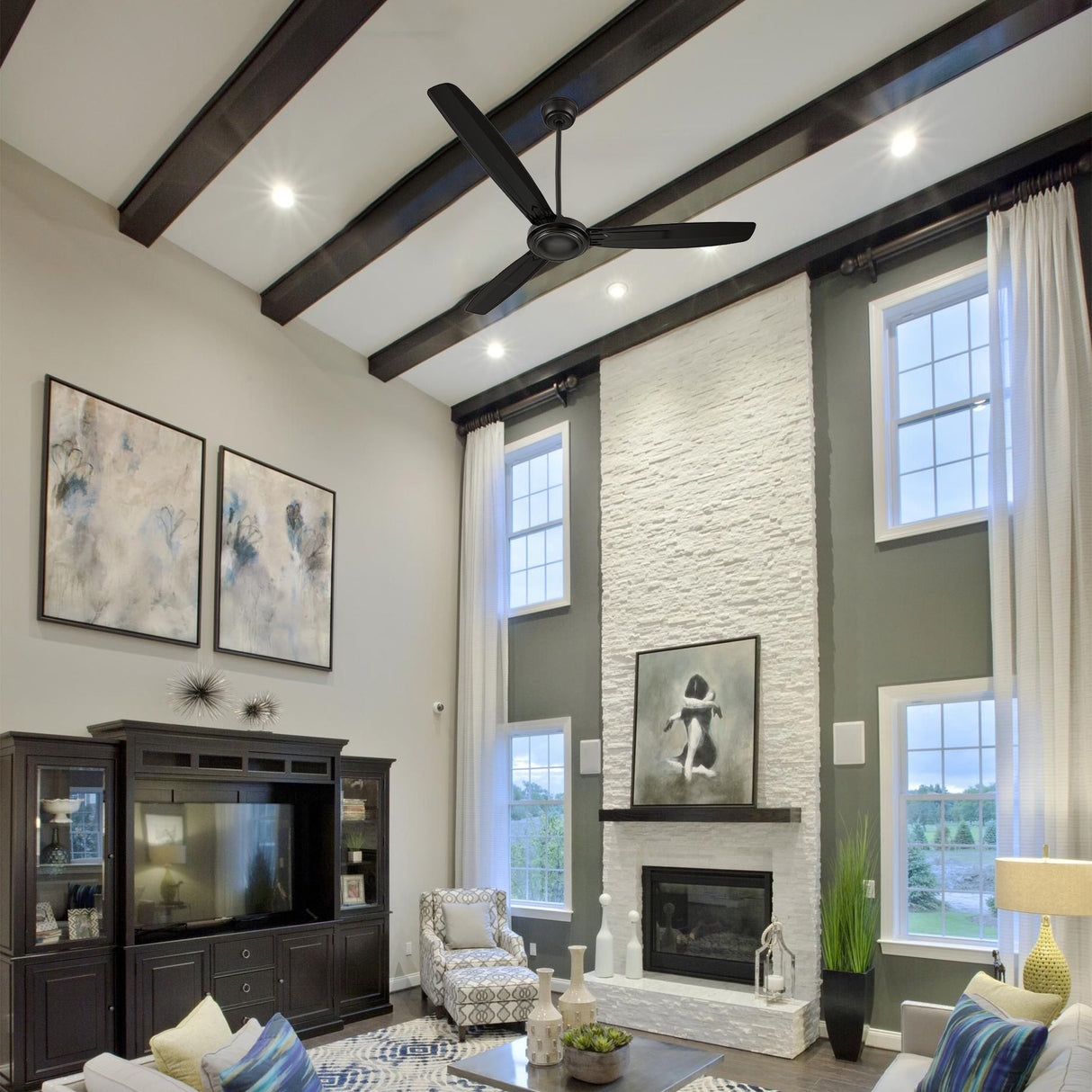 OBERON 56 In 3 Blade Smart Ceiling Fan Without  LED  Lights With Wall Control