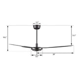 OBERON 56 In 3 Blade Smart Ceiling Fan Without  LED  Lights With Remote