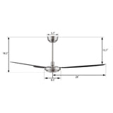 OBERON 56 In 3 Blade Smart Ceiling Fan Without  LED  Lights With Wall Control