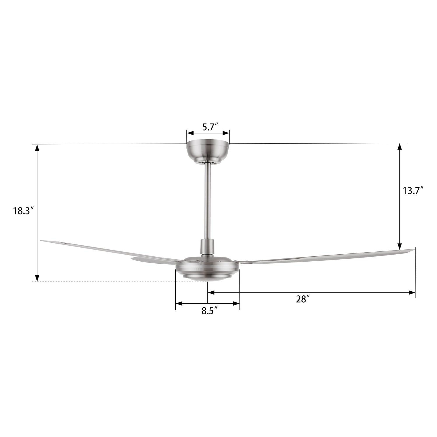 OBERON 56 In 3 Blade Smart Ceiling Fan Without  LED  Lights With Wall Control