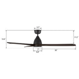 VIENNA 60 In 3 Blade Smart Ceiling Fan With Integrated LED Lights With Remote Control