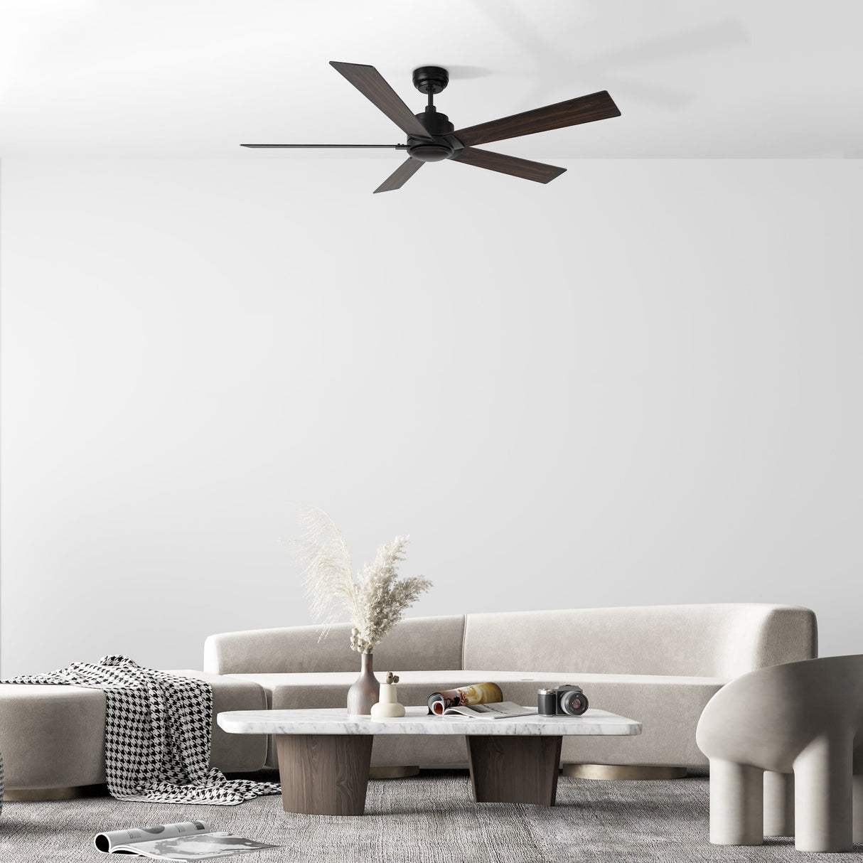 LURGAN 60 In 5 Blade Smart Ceiling Fan Without  LED  Lights With Remote