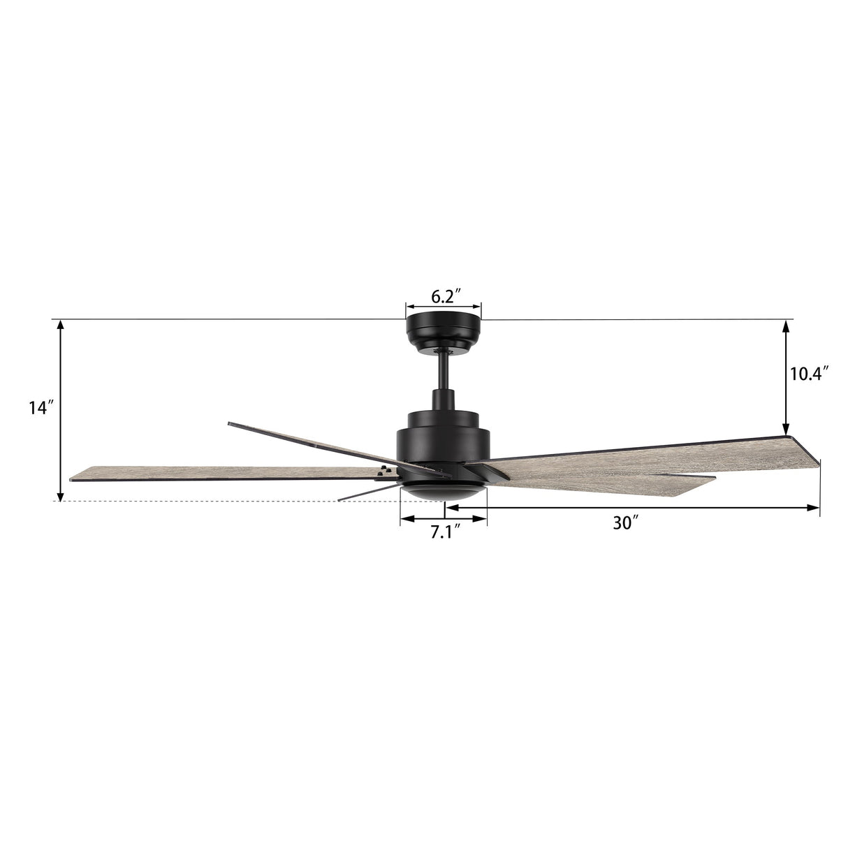 LURGAN 60 In 5 Blade Smart Ceiling Fan Without  LED  Lights With Remote