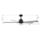 LURGAN 60 In 5 Blade Smart Ceiling Fan Without  LED  Lights With Remote