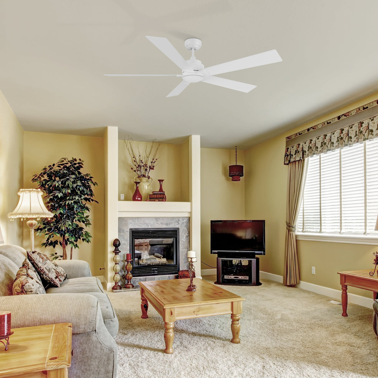 LURGAN 60 In 5 Blade Smart Ceiling Fan Without  LED  Lights With Remote