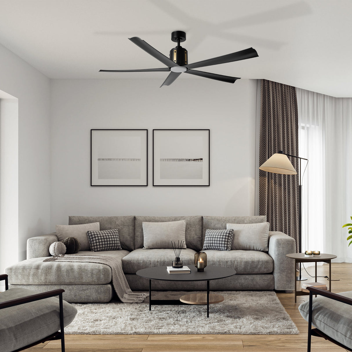 KNOX 60 In 5 Blade Smart Ceiling Fan With Integrated LED Lights With Remote