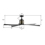 KNOX 60 In 5 Blade Smart Ceiling Fan With Integrated LED Lights With Remote