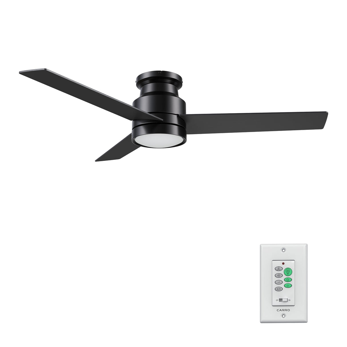 SANTANA 52 inch 3-Blade Flush Mount Ceiling Fan with LED light & Wall Control