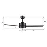 SANTANA 52 In 3 Blade Smart Ceiling Fan With Integrated LED Lights With Wall Control