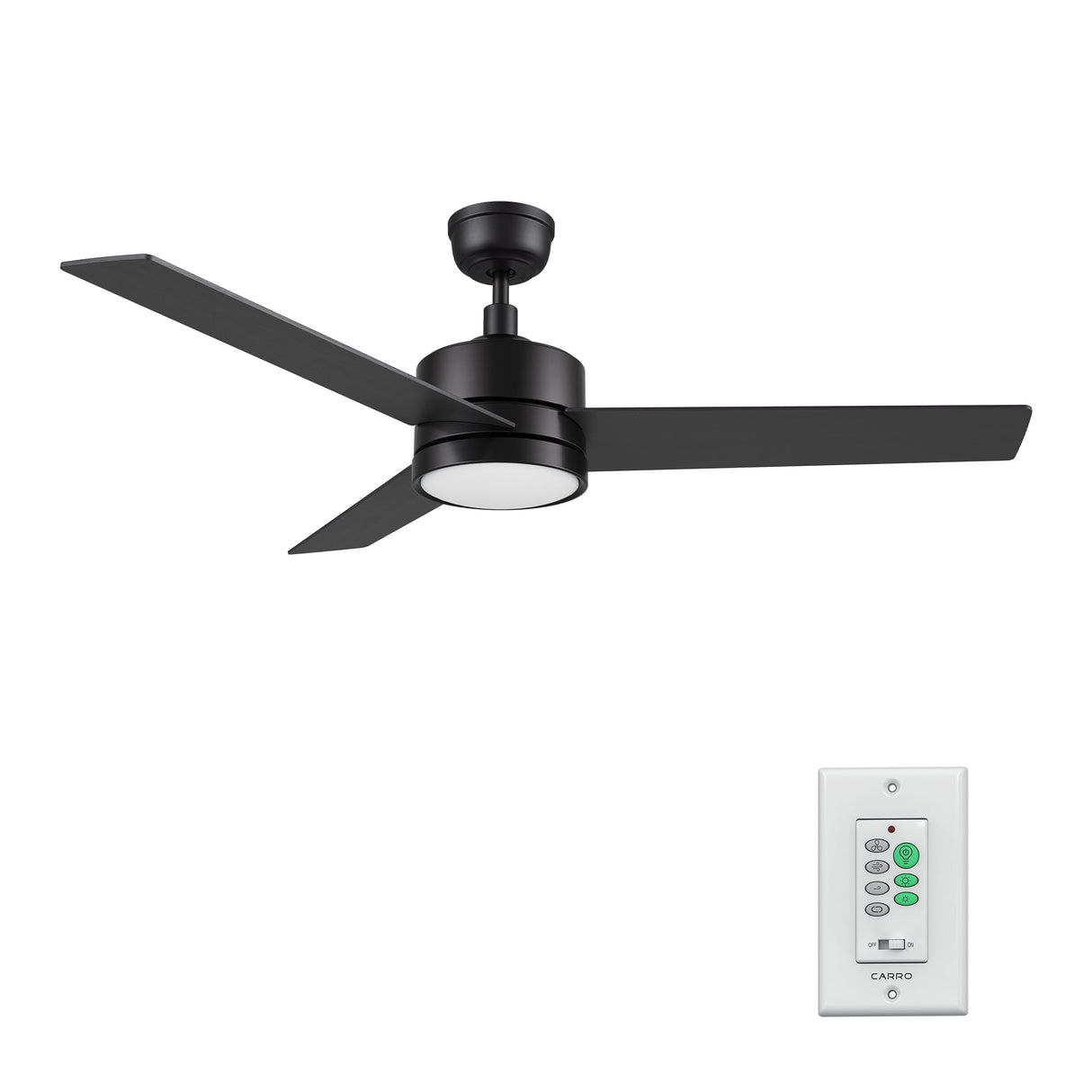 SANTANA 52 In 3 Blade Smart Ceiling Fan With Integrated LED Lights With Wall Control