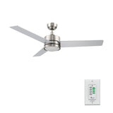 SANTANA 52 In 3 Blade Smart Ceiling Fan With Integrated LED Lights With Wall Control