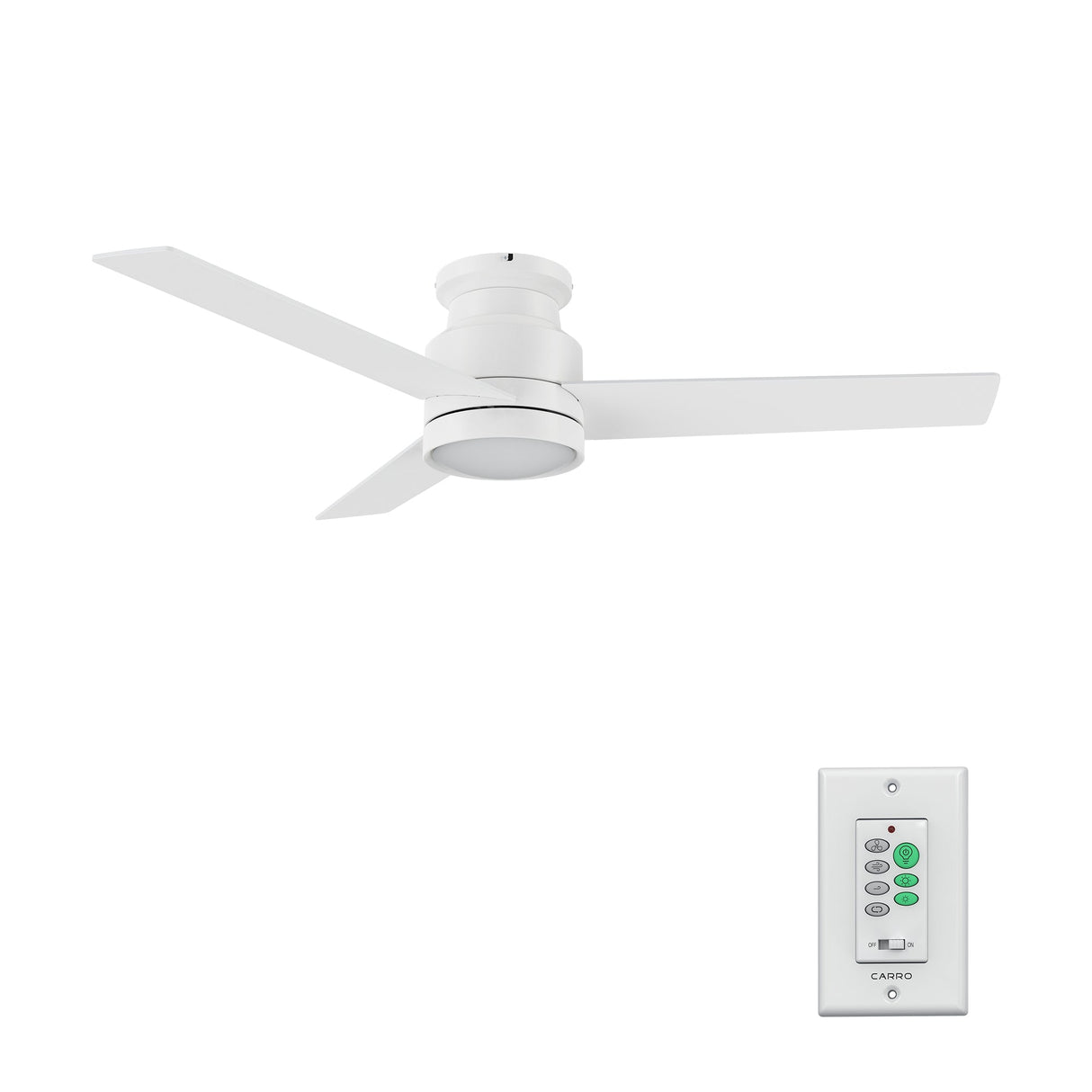 SANTANA 52 inch 3-Blade Flush Mount Ceiling Fan with LED light & Wall Control