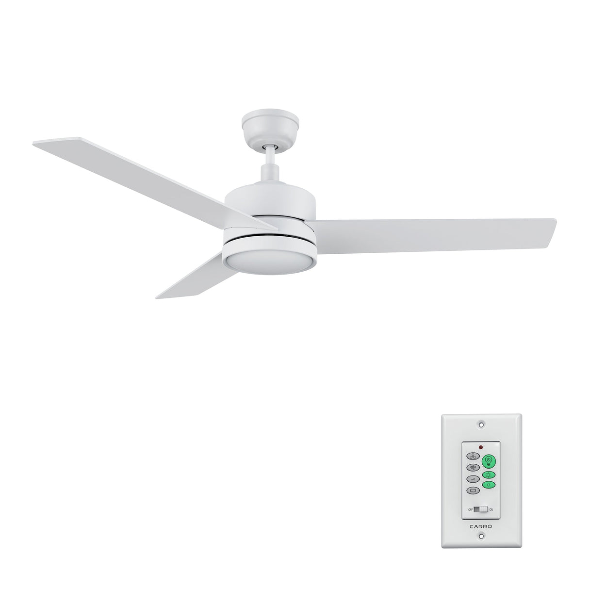 SANTANA 52 In 3 Blade Smart Ceiling Fan With Integrated LED Lights With Wall Control