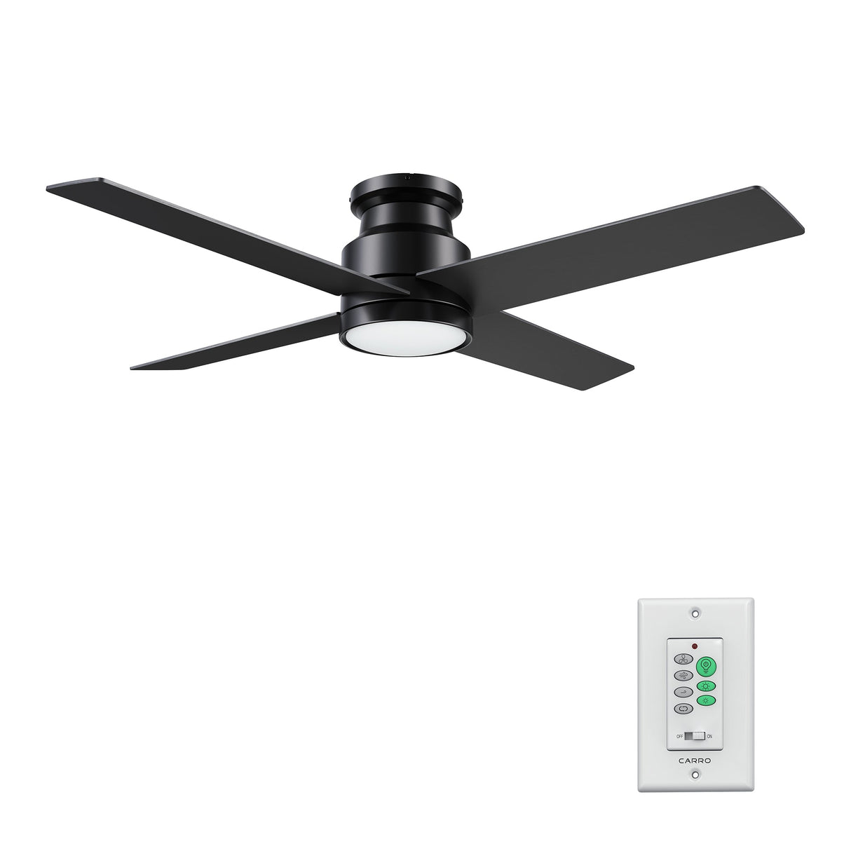 SANTANA 52 inch 4-Blade Flush Mount Ceiling Fan with LED Light & Wall Control