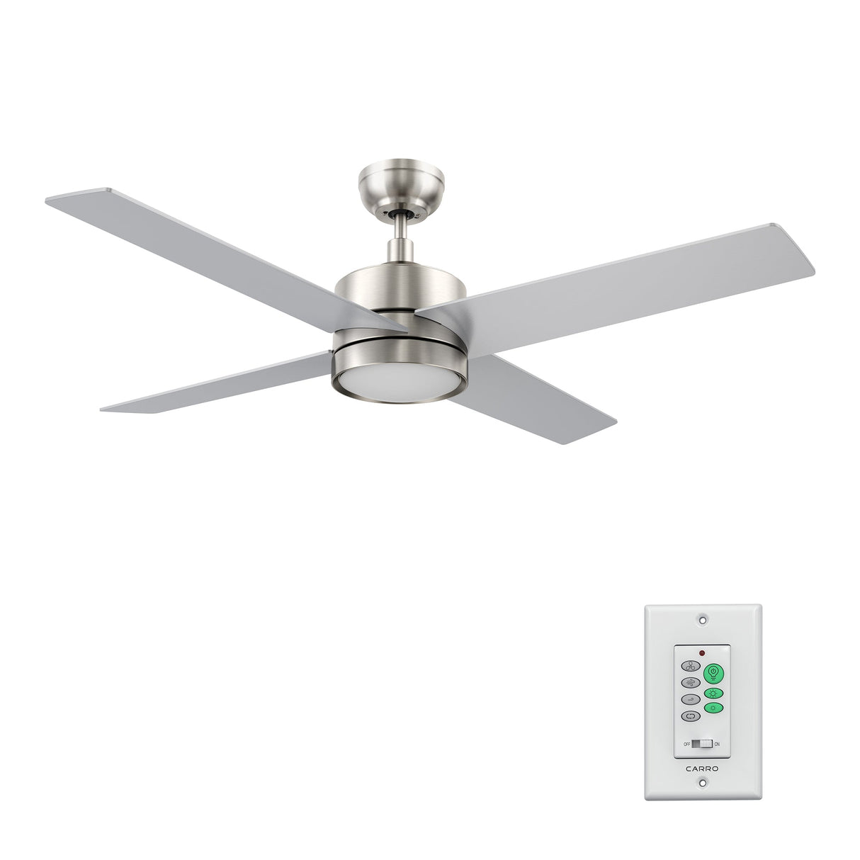SANTANA 52 In 4 Blade Smart Ceiling Fan With Integrated LED Lights With Wall Control