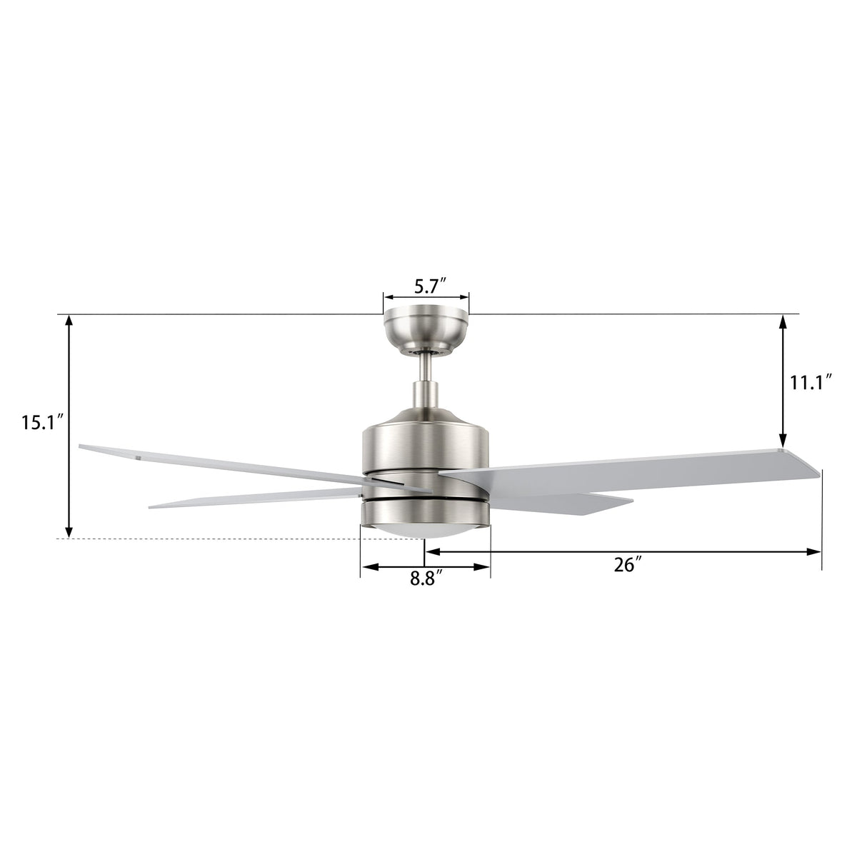 SANTANA 52 In 4 Blade Smart Ceiling Fan With Integrated LED Lights With Wall Control