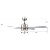 SANTANA 52 In 4 Blade Smart Ceiling Fan With Integrated LED Lights With Wall Control