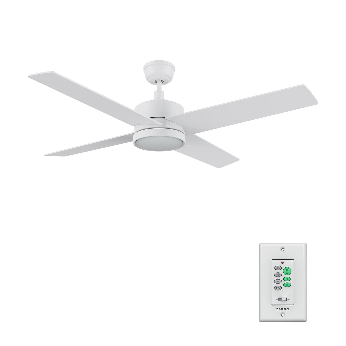 SANTANA 52 In 4 Blade Smart Ceiling Fan With Integrated LED Lights With Wall Control