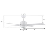 SANTANA 52 In 4 Blade Smart Ceiling Fan With Integrated LED Lights With Wall Control