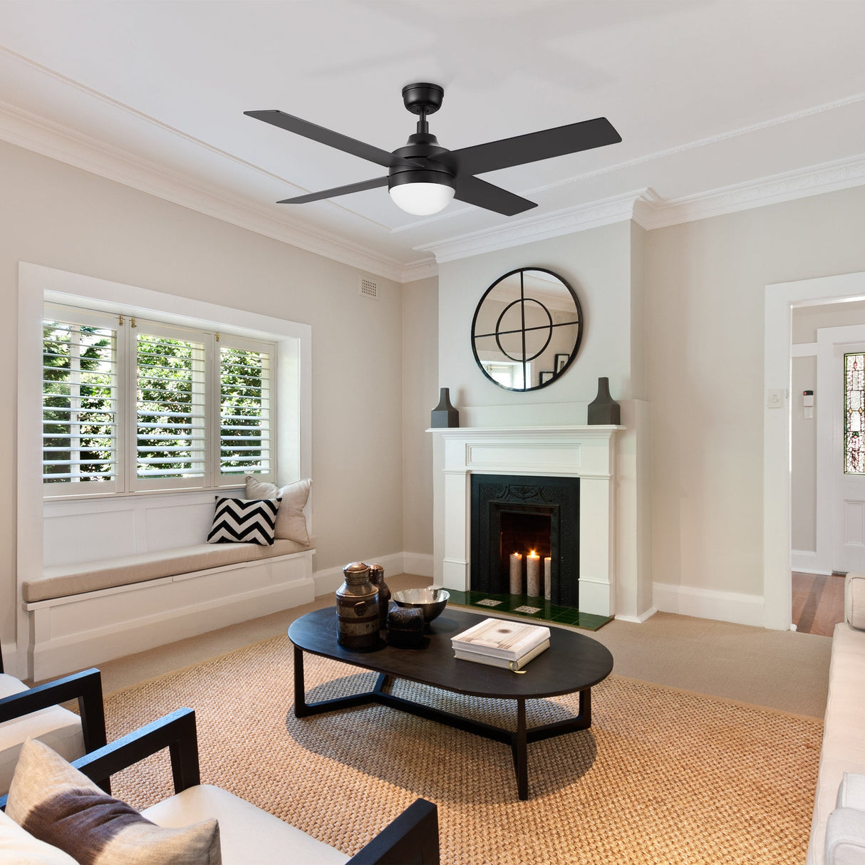 KIMBALL 52 In 4 Blade Smart Ceiling Fan With Integrated LED Lights With Wall Control