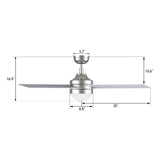 KIMBALL 52 In 4 Blade Smart Ceiling Fan With Integrated LED Lights With Wall Control