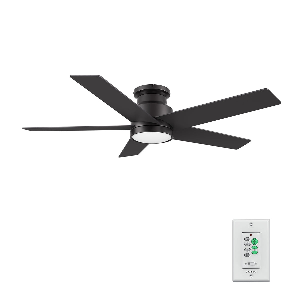 SANTANA 52 inch 5-Blade Flush Mount Ceiling Fan with LED Light & Wall Control