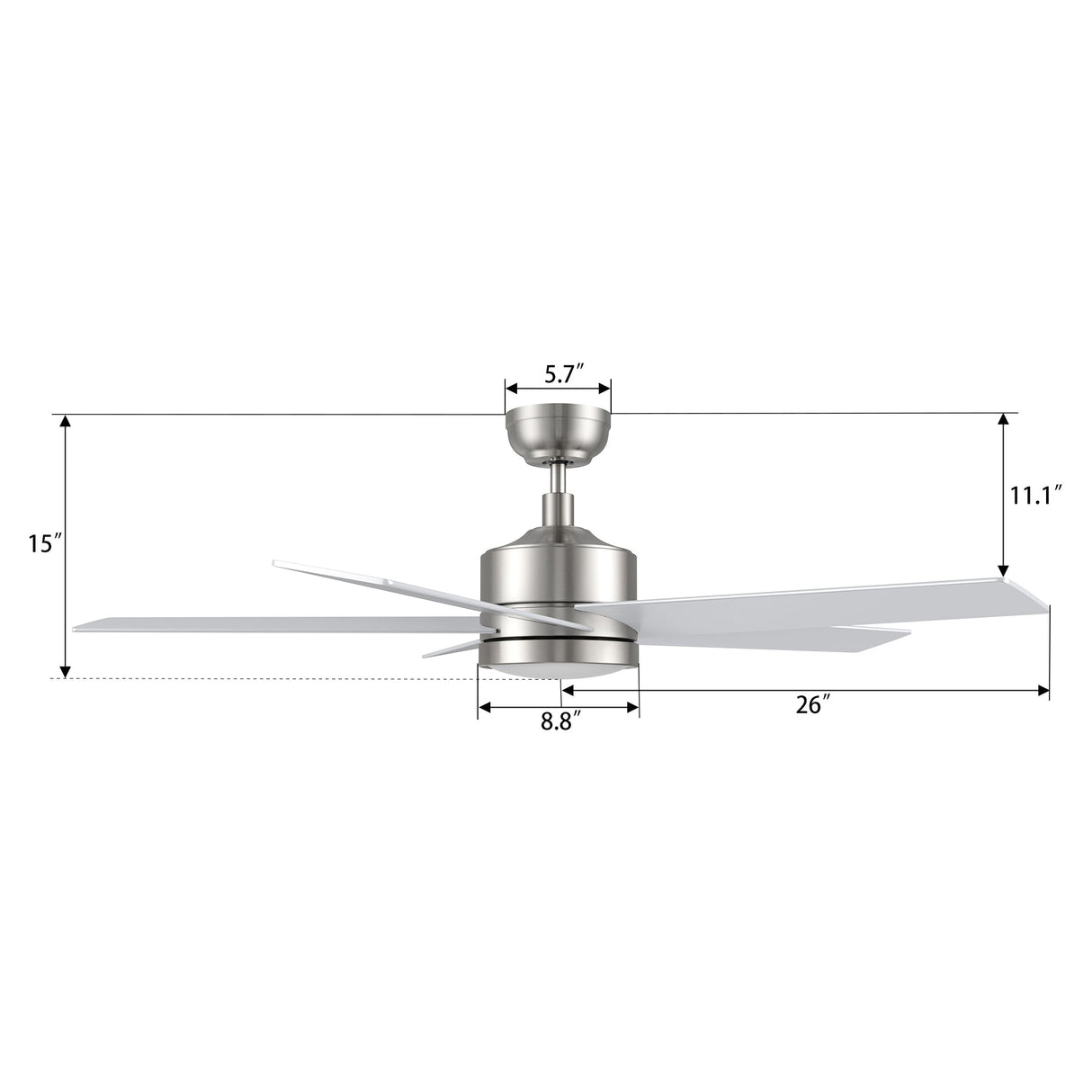 SANTANA 52 In 5 Blade Smart Ceiling Fan With Integrated LED Lights With Wall Control