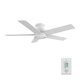 SANTANA 52 inch 5-Blade Flush Mount Ceiling Fan with LED Light & Wall Control