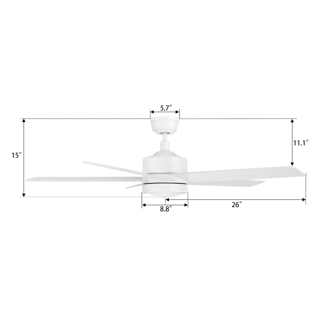 SANTANA 52 In 5 Blade Smart Ceiling Fan With Integrated LED Lights With Wall Control