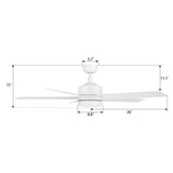 SANTANA 52 In 5 Blade Smart Ceiling Fan With Integrated LED Lights With Wall Control