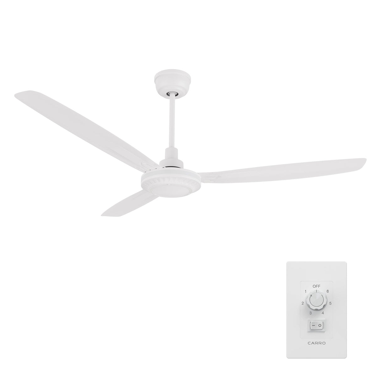 Oberon 56 Inch 3 Blade No Light Smart Ceiling Fan With Wall Control