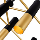 Anem 10 Light  Matte Black & Satin Gold Down Chandelier