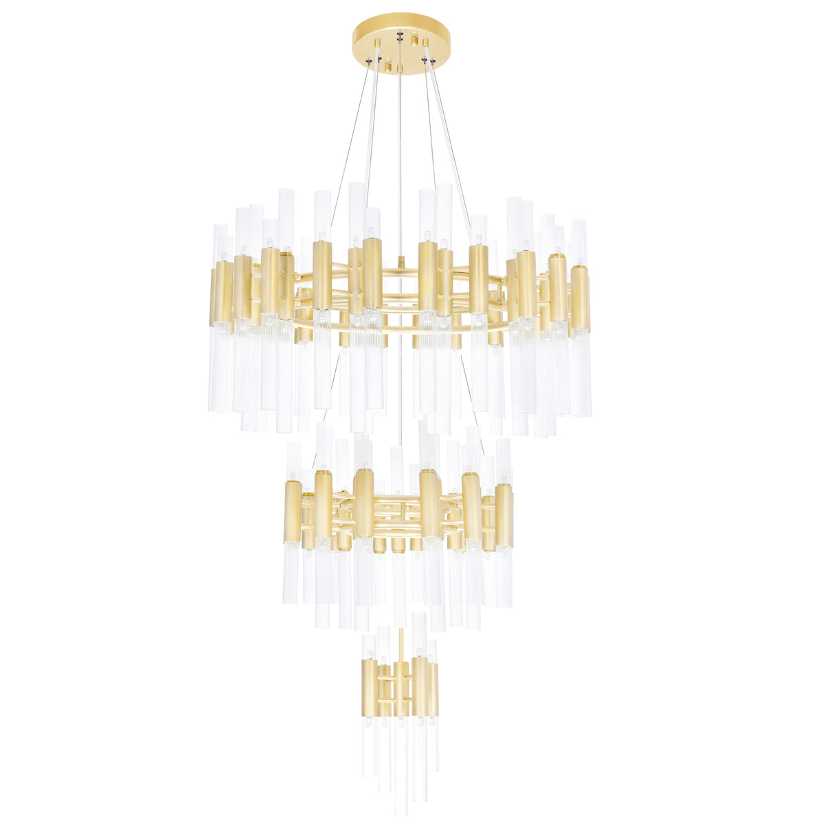 Orgue 123 Light 32in Satin Gold Chandelier
