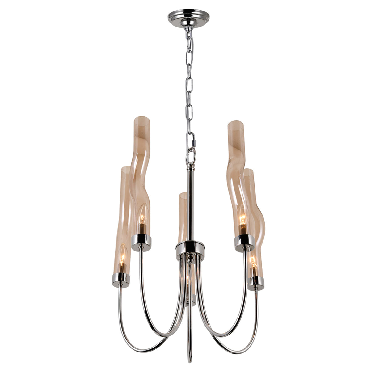 Meduse 5 Light Chandelier With Polished Nickel Finish