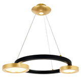 Deux Lunes Integrated LED 20in Sun Gold & Black Chandelier