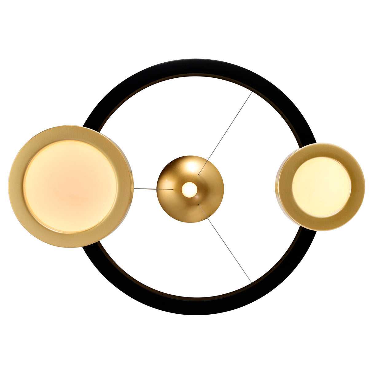 Deux Lunes Integrated LED 37in Sun Gold & Black Chandelier