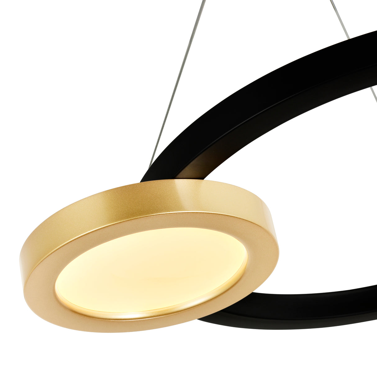 Deux Lunes Integrated LED 37in Sun Gold & Black Chandelier