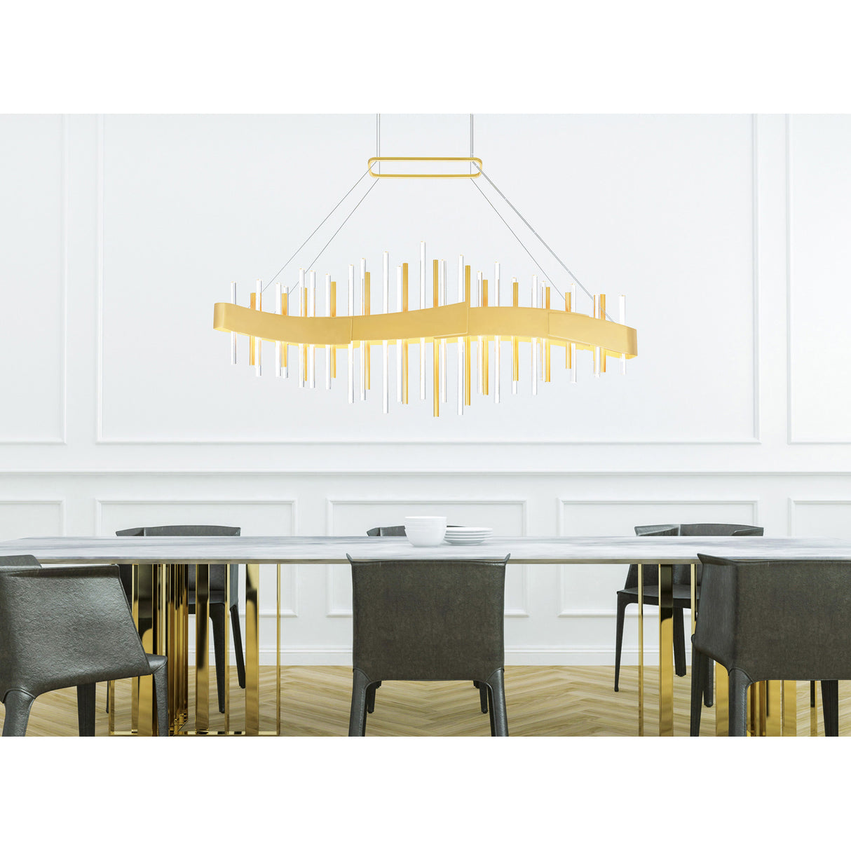 Millipede Integrated LED 40in Satin Gold Chandelier
