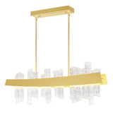 Guadiana Integrated LED 39in Satin Gold Chandelier with Handcrafted Glass