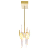 Guadiana Integrated LED 39in Satin Gold Chandelier with Handcrafted Glass