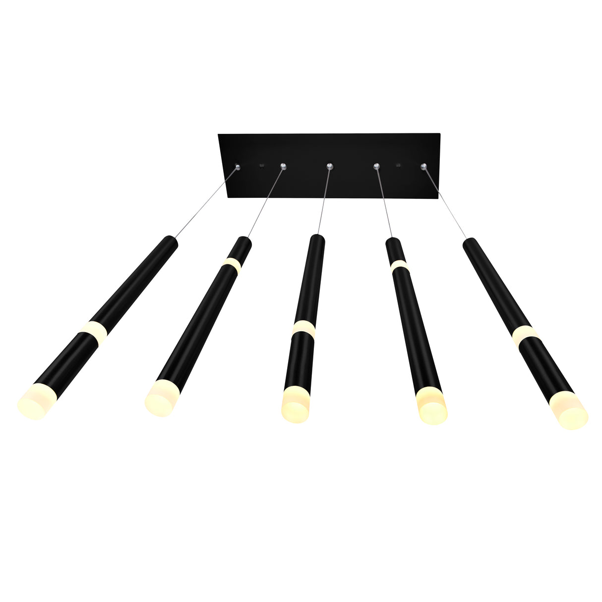 Flute 5 Light LED Chandelier With Black Finish