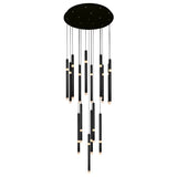 Flute Integrated LED 24in Black Chandelier