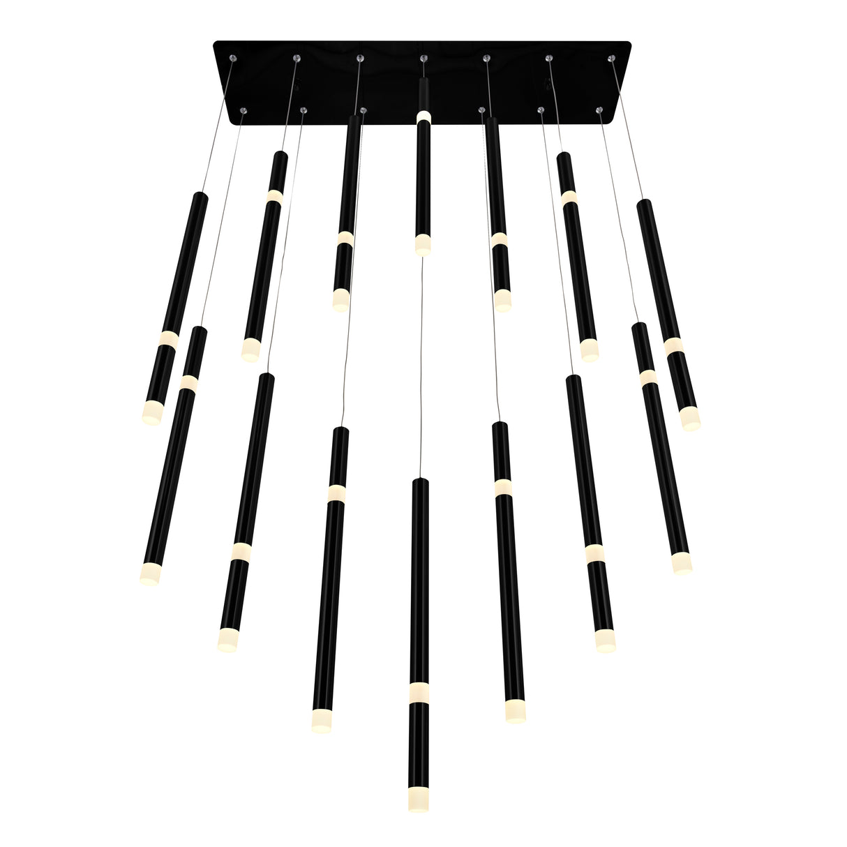 Flute Integrated LED 32in Black Chandelier