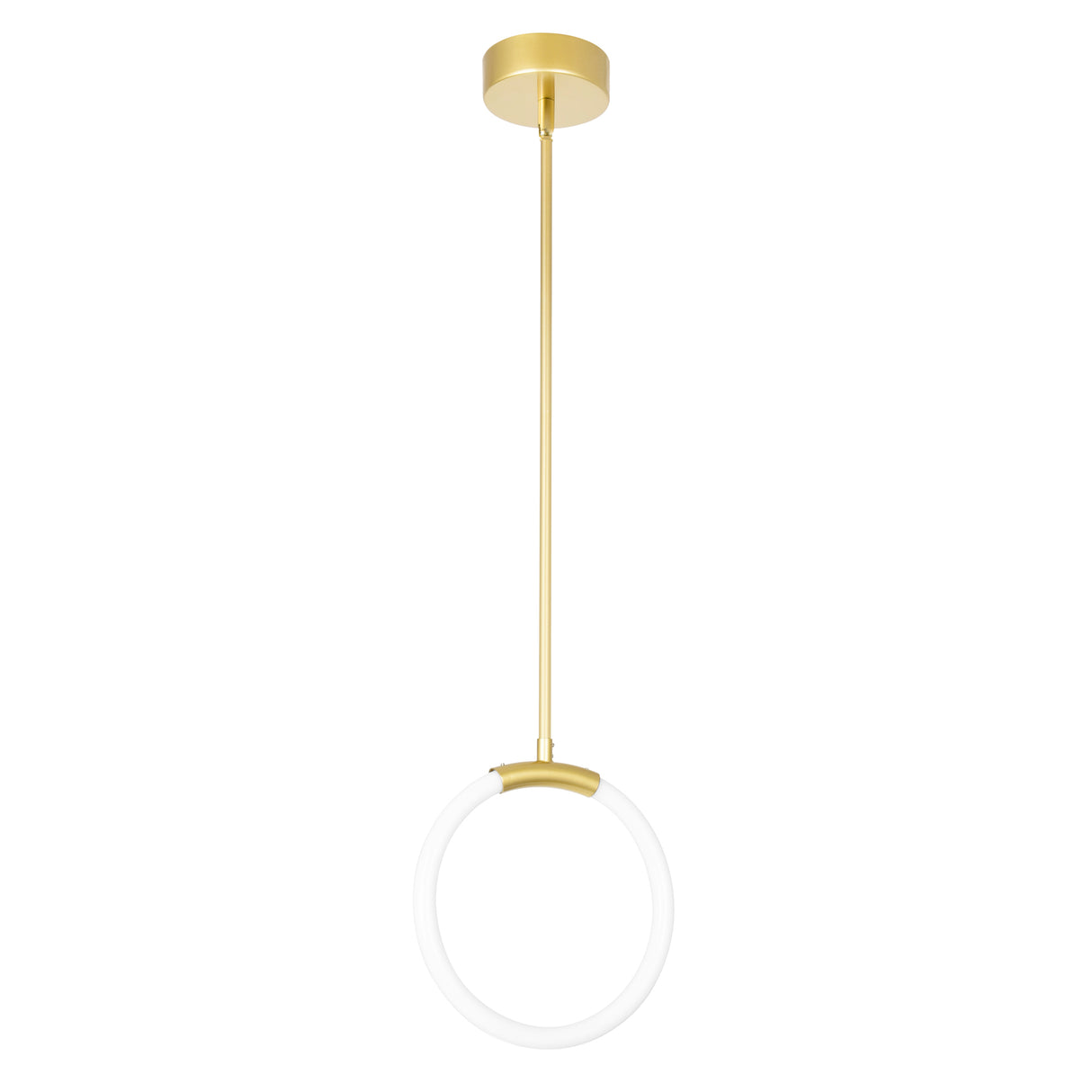 Hoops Integrated LED 10in Satin Gold Mini Pendant