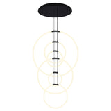Hoops Integrated LED 35in 6 Ring Black Chandelier