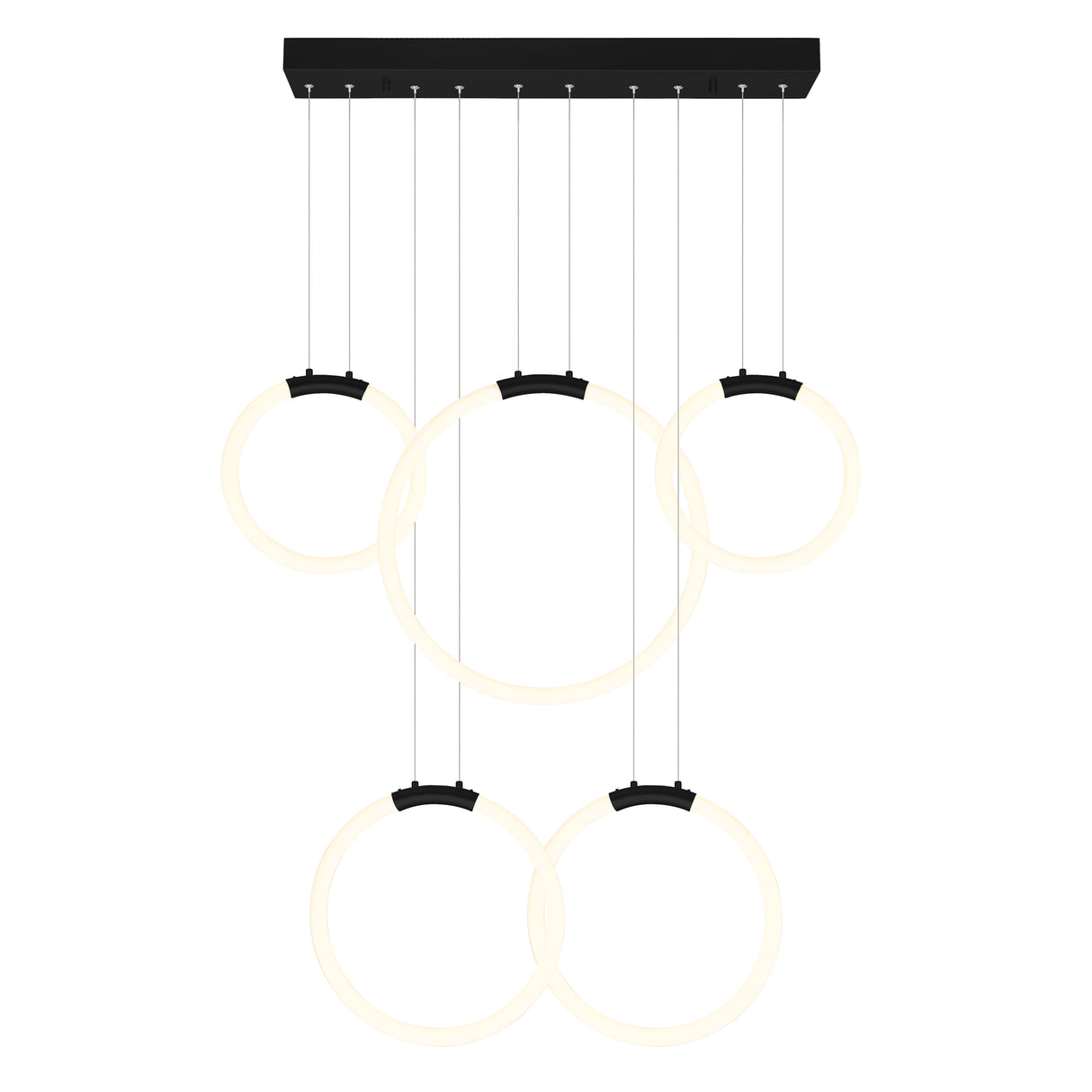 Hoops Integrated LED 44in 5 Ring Black Chandelier